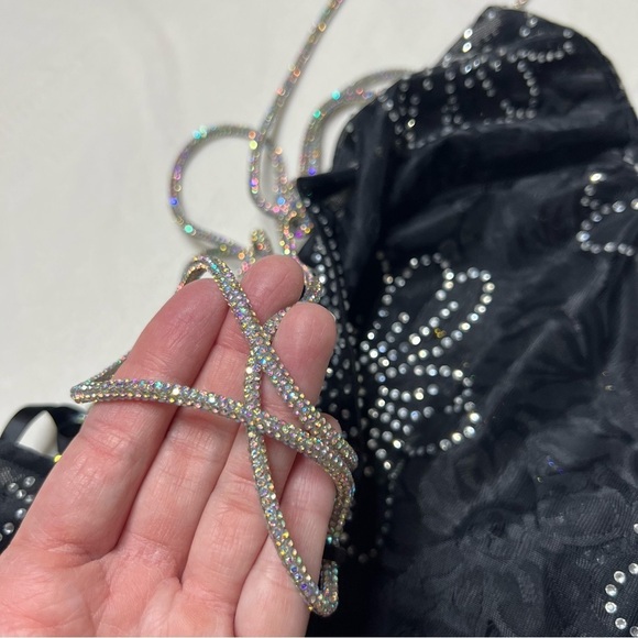 FOR LOVE & LEMONS black floral crystal embellished PAMELA mini dress - Picture 8 of 11